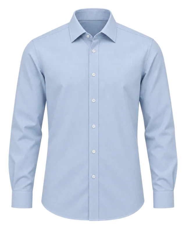 Camisa administrativa. Clásico. Hombre / recto · Manga larga · Sin bolsillos. Vista Frontal.