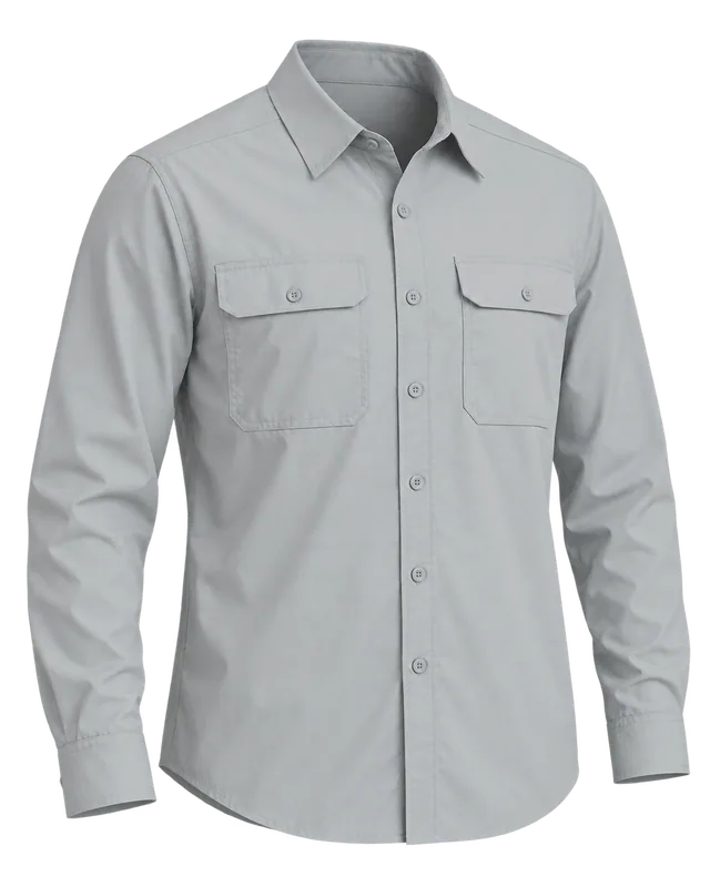 Camisa tipo Columbia. Clásico. Hombre / recto · Larga fija · Dos con tapa. Vista Frontal.