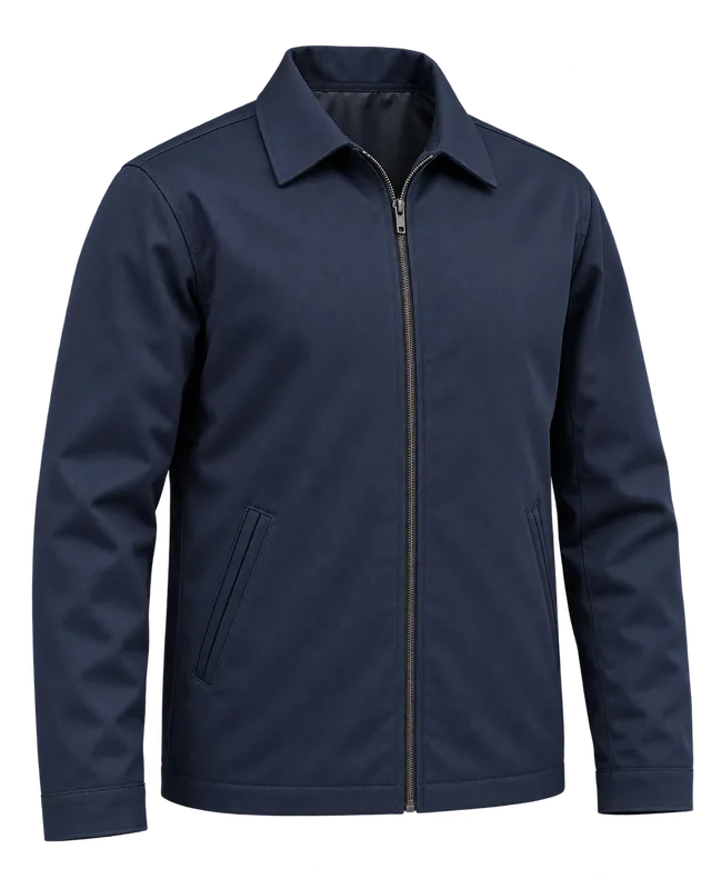 Chompa ejecutiva. Uniforme. Laterales · Cremallera. Vista Frontal.