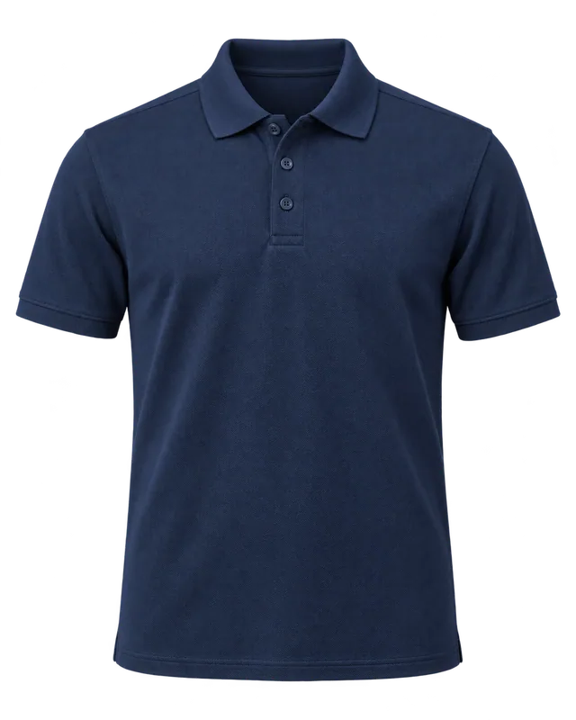 Camiseta polo operativa. Lisa azul marino. Hombre / recto · Manga corta · Sin bolsillos · Sin cinta. Vista Frontal.