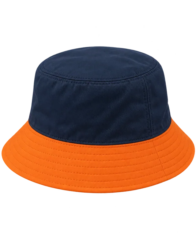 Sombreros operativos y promocionales. Ala o faldón bicolor. Bucket. Vista Tres cuartos.